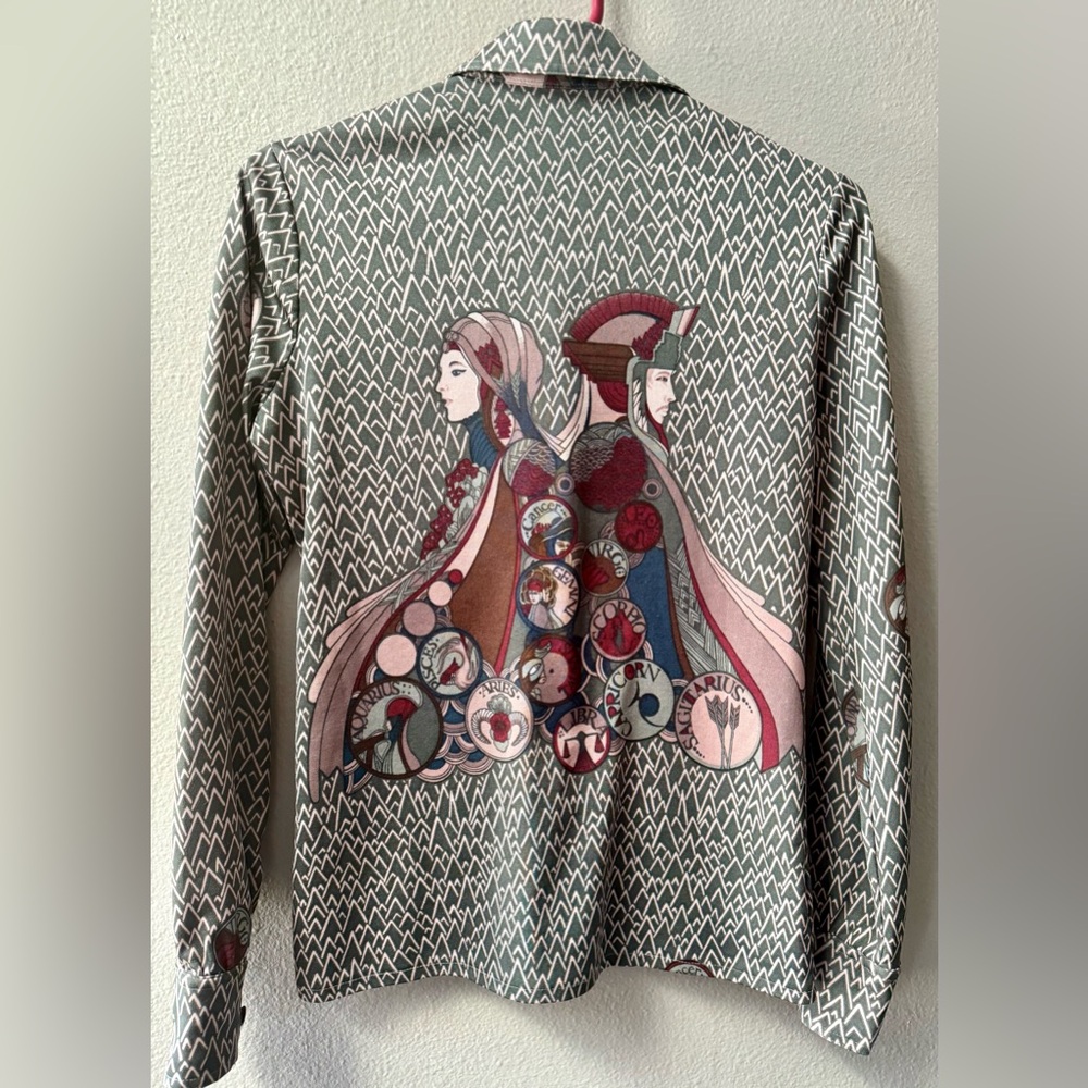 VINTAGE JONES NEW YORK ASTROLOGY BUTTON DOWN BLOUSE WOMENS SIZE 10~RARE!! - Picture 12 of 14
